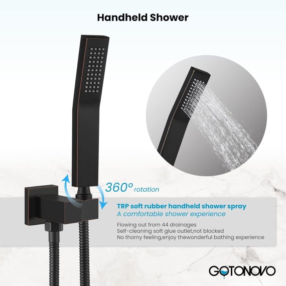 Rain Shower System Rainfall Shower Head Combo Shower Faucet Set with Waterfall Bathtub Spout Handheld Shower Ceiling Mount Rough-in Valve Kit Included 16" Oil Rubbed Bronze