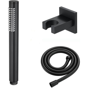 Handheld Shower Head Set Universal Handheld Showerhead Set Brass High Pressure Handheld Shower Sprayer with 1.5M PVC Shower Hose, Brass Holder,Black