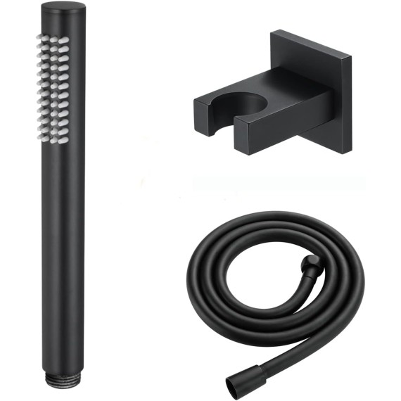 Handheld Shower Head Set Universal Handheld Showerhead Set Brass High Pressure Handheld Shower Sprayer with 1.5M PVC Shower Hose, Brass Holder,Black