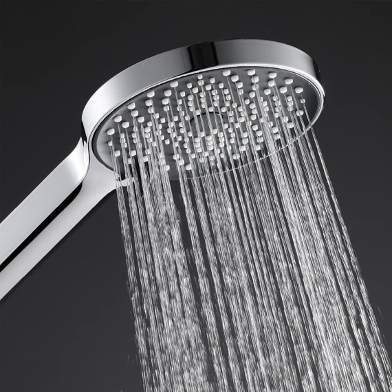 Handheld Shower Head, Round High Pressure Hand Showerhead with 59 Inch Flexible Shower Hose and Shower Bracket, 3 Spray Setting Shower,Chrome