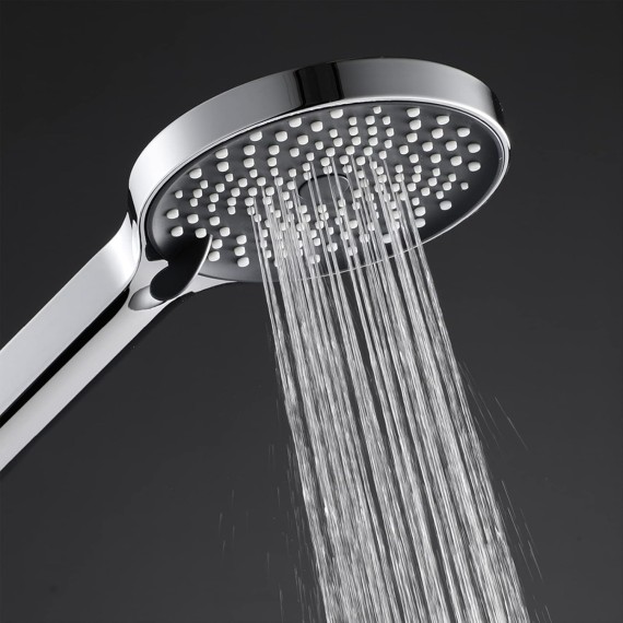 Handheld Shower Head, Round High Pressure Hand Showerhead with 59 Inch Flexible Shower Hose and Shower Bracket, 3 Spray Setting Shower,Chrome