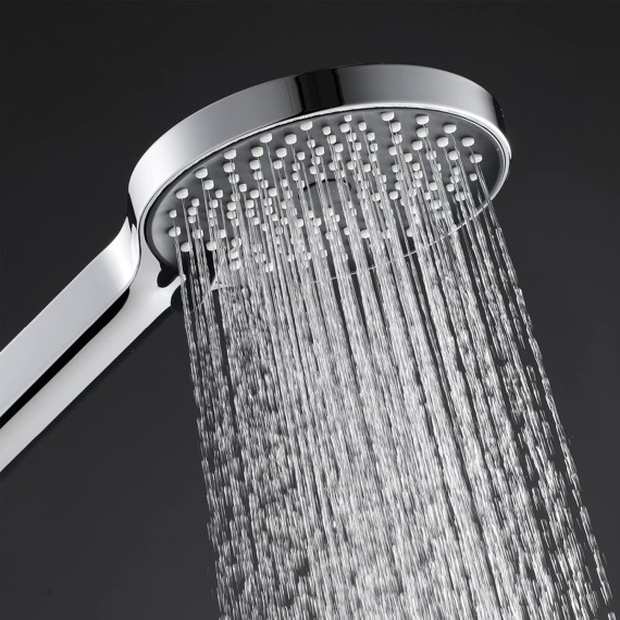 Handheld Shower Head, Round High Pressure Hand Showerhead with 59 Inch Flexible Shower Hose and Shower Bracket, 3 Spray Setting Shower,Chrome