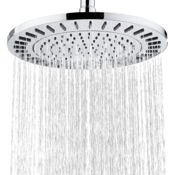 Rain Shower Head, 9 Inch High Pressure Waterfall Showerhead with Adjustable Angle and Anti-clogging Silicone Nozzles, Luxury Bathroom Overhead Shower, Chrome