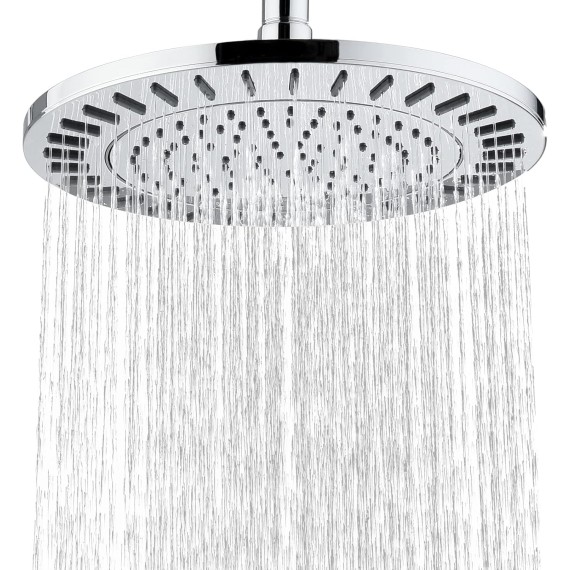 Rain Shower Head, 9 Inch High Pressure Waterfall Showerhead with Adjustable Angle and Anti-clogging Silicone Nozzles, Luxury Bathroom Overhead Shower, Chrome
