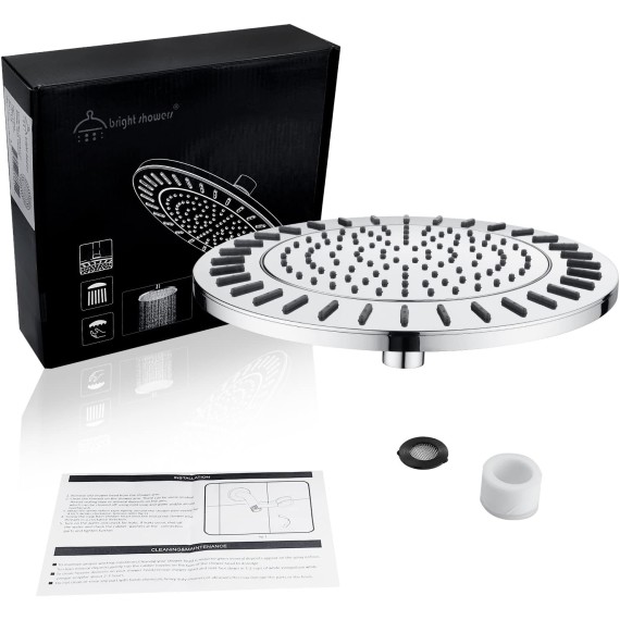 Rain Shower Head, 9 Inch High Pressure Waterfall Showerhead with Adjustable Angle and Anti-clogging Silicone Nozzles, Luxury Bathroom Overhead Shower, Chrome