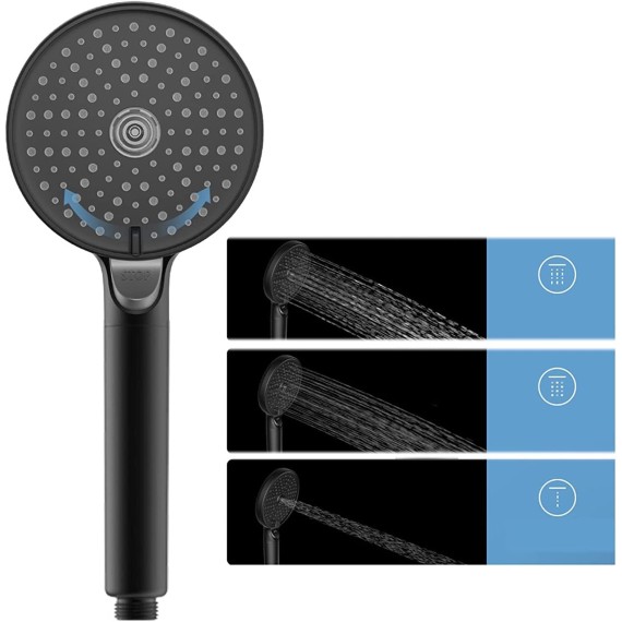 High Pressure Shower Head, 3-Settings Handheld Showerhead with ON/Off Full Shutoff Push Button and Switch to Control Flow, Angle-Adjustable Water Saving Body Sprays (Color : Pink)