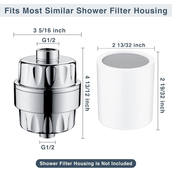Replacement Shower Filter Cartridge for Hard Water, High Output Multi Stage Shower Filter Removes Chlorine, Fluoride, Heavy Metals and Dry Itchy Skin