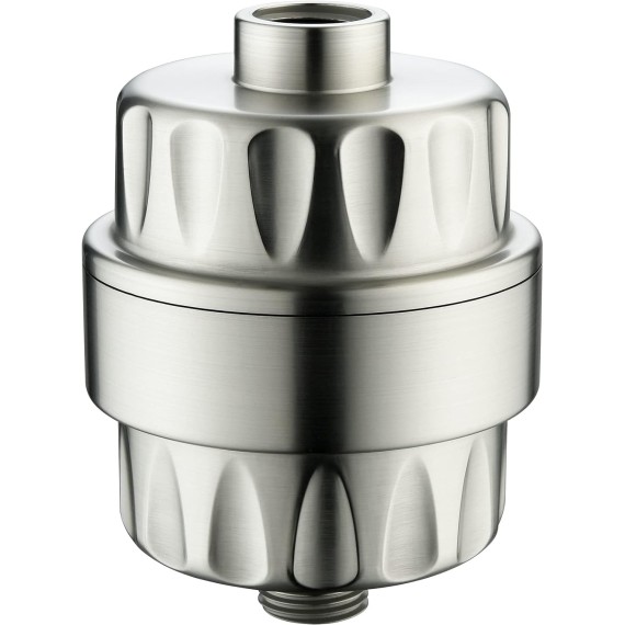 High Output Shower Filter for Hard Water, Removes Chlorine and Fluoride, Universal Multi-Stage Shower Water Softener Reduces Dry Itchy Skin, Scalp and Eczema, Brushed Nickel