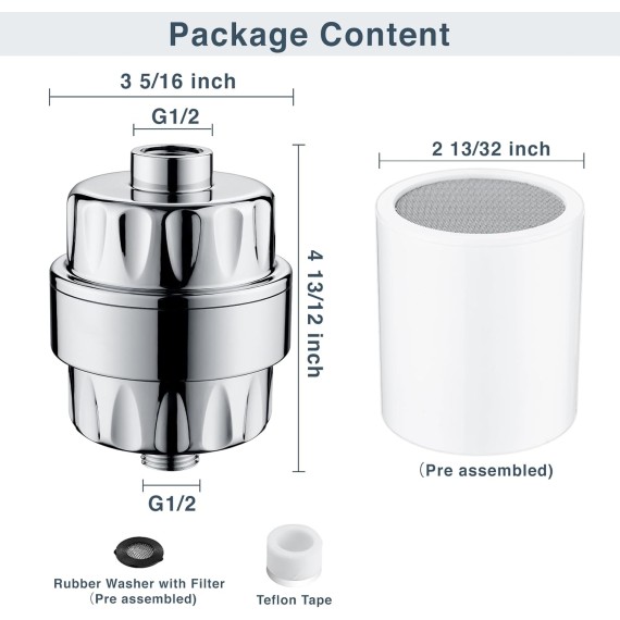 High Output Shower Filter for Hard Water, Removes Chlorine and Fluoride, Universal Multi-Stage Shower Water Softener Reduces Dry Itchy Skin, Scalp and Eczema, Chrome