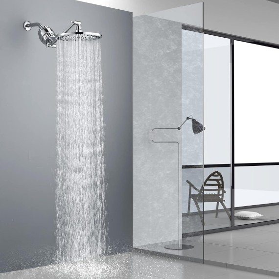 High Output Shower Filter for Hard Water, Removes Chlorine and Fluoride, Universal Multi-Stage Shower Water Softener Reduces Dry Itchy Skin, Scalp and Eczema, Chrome