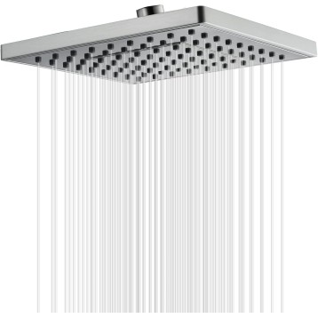 Square Shower Head, 8 Inch High Pressure Rain Shower Head, Angle Adjustable High Flow Rainfall Showerhead for Luxury Shower Experience, Brushed Nickel