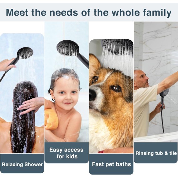 9 Spray Settings Shower Head with Handheld High Pressure Oil-Rubbed Bronze Hand Held Showerhead with 60 Inch Stainless Steel Hose and Adjustable Overhead Bracket