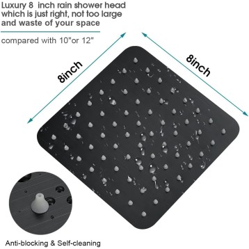 Rain Shower Head with 10 Inch Adjustable Extension Arm Combo, 8 Inch High Pressure Stainless Steel Rainfall Showerhead, Ultra Thin Square Design Easy to Install, Oil-Rubbed Bronze