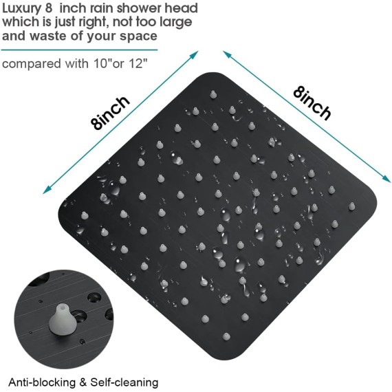 Rain Shower Head with 10 Inch Adjustable Extension Arm Combo, 8 Inch High Pressure Stainless Steel Rainfall Showerhead, Ultra Thin Square Design Easy to Install, Oil-Rubbed Bronze
