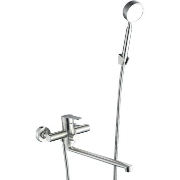 Wall Mounted Tub Filler Faucet 360° Swivel Bathtub Faucet with Hand Shower Modern Brushed Stainless Steel Shower Faucet Set, Single Handle Shower Mixer Tap