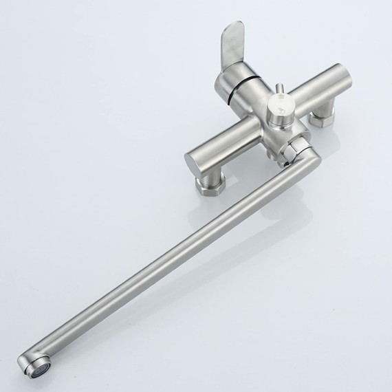Wall Mounted Tub Filler Faucet 360° Swivel Bathtub Faucet with Hand Shower Modern Brushed Stainless Steel Shower Faucet Set, Single Handle Shower Mixer Tap