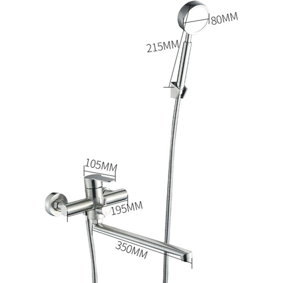 Wall Mounted Tub Filler Faucet 360° Swivel Bathtub Faucet with Hand Shower Modern Brushed Stainless Steel Shower Faucet Set, Single Handle Shower Mixer Tap