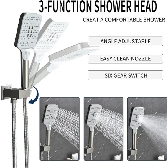 Tub Filler Faucet with Hand Shower Bath Tub Faucets with Rough-in Valve Trim Kit Wall Mounted Waterfall Bathtub Faucets Brushed Nickel