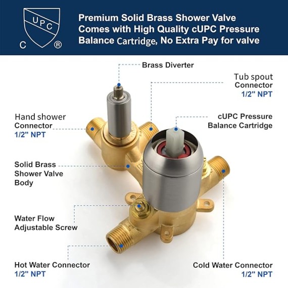 Tub Filler Faucet with Hand Shower Bath Tub Faucets with Rough-in Valve Trim Kit Wall Mounted Waterfall Bathtub Faucets Brushed Nickel