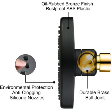 High Pressure Rain Showerhead Fixed Shower Head Angle Adjustable High Pressure Bathroom Showerhead with Anti-Clogging Silicone Nozzles, 1-Min Installation, Oil Rubbed Bronze