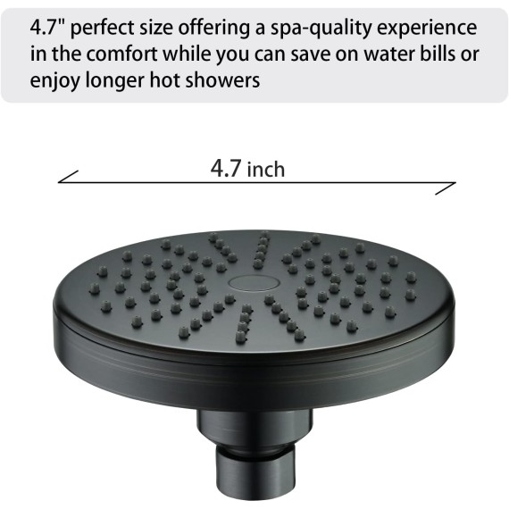 High Pressure Rain Showerhead Fixed Shower Head Angle Adjustable High Pressure Bathroom Showerhead with Anti-Clogging Silicone Nozzles, 1-Min Installation, Oil Rubbed Bronze