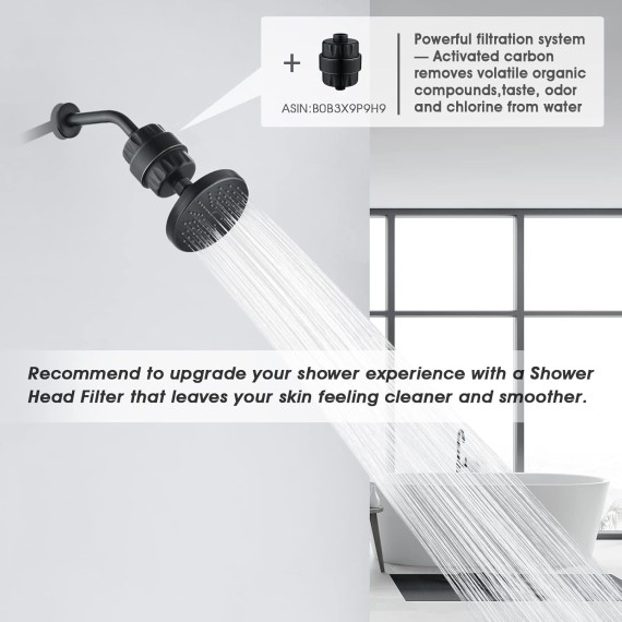 High Pressure Rain Showerhead Fixed Shower Head Angle Adjustable High Pressure Bathroom Showerhead with Anti-Clogging Silicone Nozzles, 1-Min Installation, Oil Rubbed Bronze