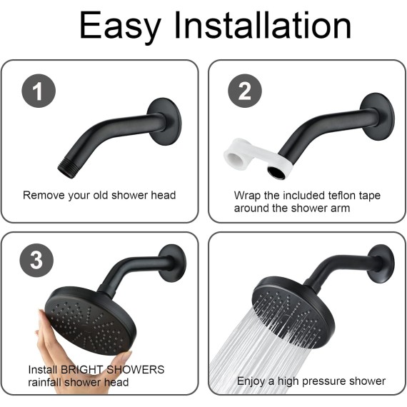 High Pressure Rain Showerhead Fixed Shower Head Angle Adjustable High Pressure Bathroom Showerhead with Anti-Clogging Silicone Nozzles, 1-Min Installation, Oil Rubbed Bronze