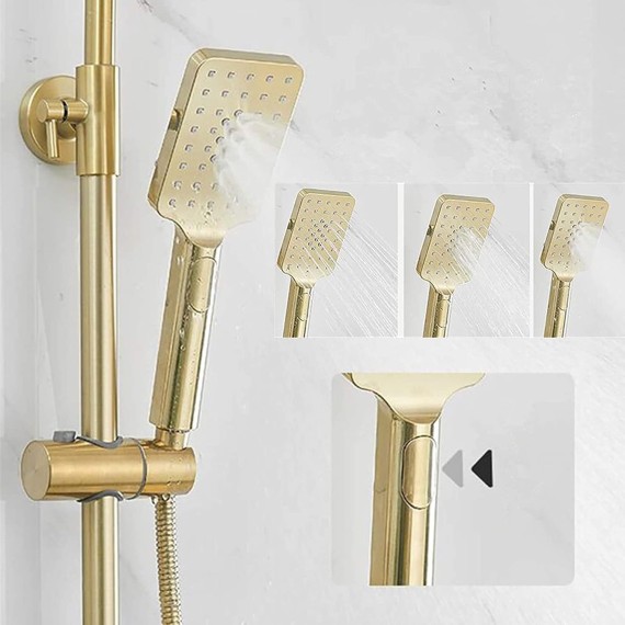 Gold Bathtub Faucet with Hand Shower, Wall Mount Tub Faucet Brass, Single Handle Bathtub Faucet, Bathtub Mixer Tap, Bathroom Tub Filler, Bathroom Faucet