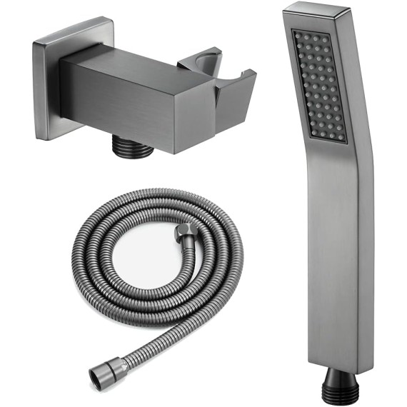Handheld Shower Brass Shower Head with Handheld Wall Mounted Handheld Shower Head Gun Gray Handheld Showerhead with Stainless Steel Hose,Brass Base