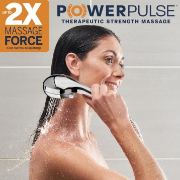 High Pressure Hand Held Shower Head With Hose, PowerPulse Massage 6-Mode, Chrome XAL-643ME
