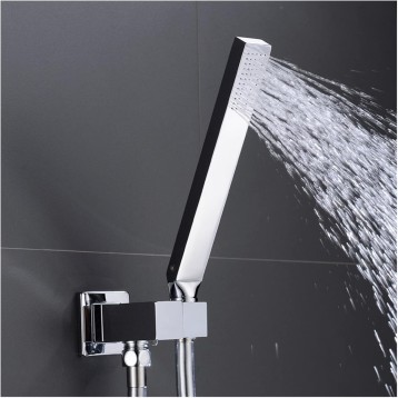 Hand Shower Hand Held Shower Head Bathroom Shower Accessories Products Solid Brass Chrome Finished Square Handheld Showerheads (Color : Hand Shower only)