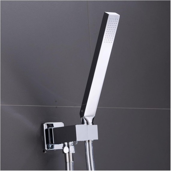 Hand Shower Hand Held Shower Head Bathroom Shower Accessories Products Solid Brass Chrome Finished Square Handheld Showerheads (Color : Hand Shower only)