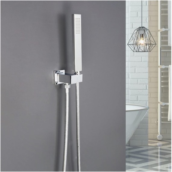 Brass Handheld Shower Head Replacement Showerhead for Bathroom Showering System Contemporary Square Round Oval Polished Chrome (Color : G Shower Set)