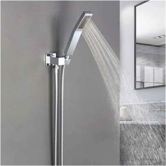 Brass Handheld Shower Head Replacement Showerhead for Bathroom Showering System Contemporary Square Round Oval Polished Chrome (Color : G Shower Set)