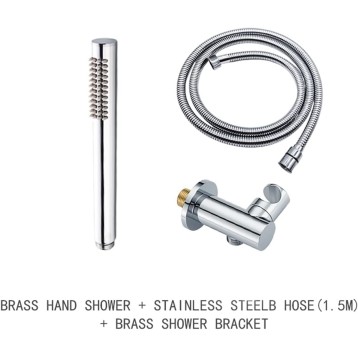 Brass Handheld Shower Head Replacement Showerhead for Bathroom Showering System Contemporary Square Round Oval Polished Chrome (Color : H Shower Set)