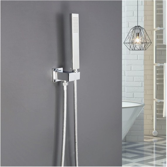 Brass Handheld Shower Head Replacement Showerhead for Bathroom Showering System Contemporary Square Round Oval Polished Chrome (Color : H Shower Set)