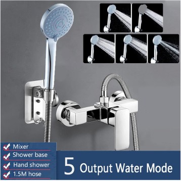 Bathroom Chrome Shower Faucet Set High Pressure Wall Mounted Shower Tap Bathtub Faucet Shower Mixers Hot and Cold Water Mixing (Color : LY04 Set D)