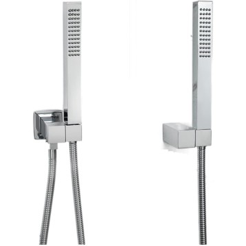 High Pressure Handheld Shower Head Wall Mount Brass Square Hand Held Showerhead Sprayer Holder Adjustable Bracket Chrome Plating (Color : Type A Whole Set)