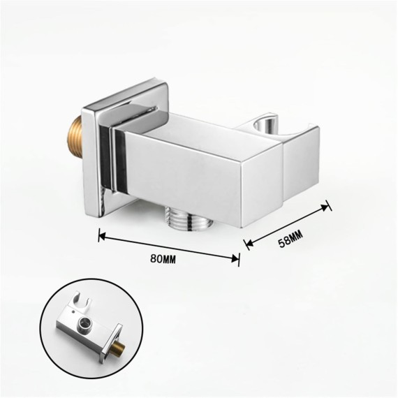 High Pressure Handheld Shower Head Wall Mount Brass Square Hand Held Showerhead Sprayer Holder Adjustable Bracket Chrome Plating (Color : Type A Whole Set)