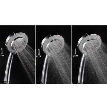 Shower Nozzle Handheld Shower Head High Pressure 3 Spray Settings Massage Spa Detachable Hand Held Showerhead Chrome Face with Hose and Adjustable,M (Size : Medium)
