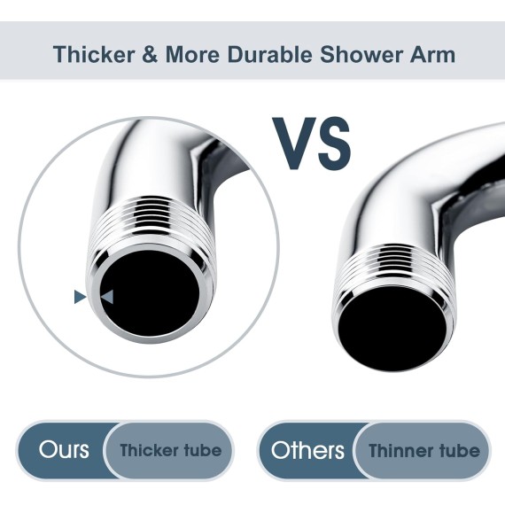 Shower Arm with Flange 10 Inches Solid Brass Shower Head Extension Arm, Wall Mounted Shower Pipe Arm for Rainfall Shower Head and Handheld Showerhead, Chrome