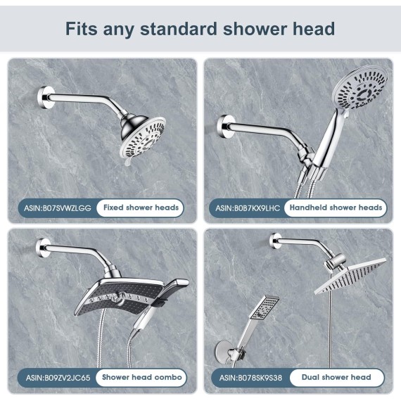 Shower Arm with Flange 10 Inches Solid Brass Shower Head Extension Arm, Wall Mounted Shower Pipe Arm for Rainfall Shower Head and Handheld Showerhead, Chrome