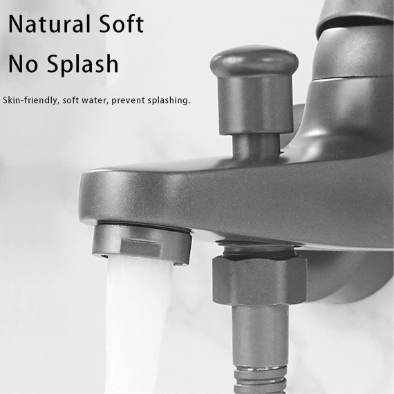 Bathtub Faucet Set,Wall Mounted Brass Tub And Shower Faucet,Gun Grey Tub Faucet Set with 3-Function Handheld Shower,Bathtub Mixer Faucet