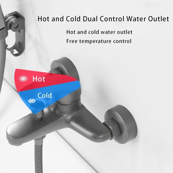 Bathtub Faucet Set,Wall Mounted Brass Tub And Shower Faucet,Gun Grey Tub Faucet Set with 3-Function Handheld Shower,Bathtub Mixer Faucet