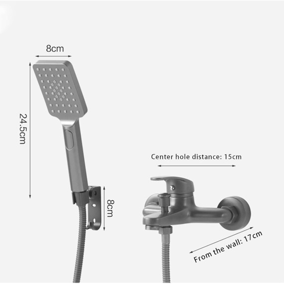 Bathtub Faucet Set,Wall Mounted Brass Tub And Shower Faucet,Gun Grey Tub Faucet Set with 3-Function Handheld Shower,Bathtub Mixer Faucet