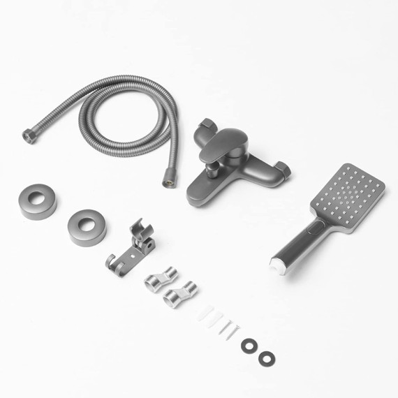 Bathtub Faucet Set,Wall Mounted Brass Tub And Shower Faucet,Gun Grey Tub Faucet Set with 3-Function Handheld Shower,Bathtub Mixer Faucet
