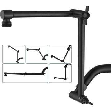 Brass Shower Arm Extender for Rain and Handheld Shower Head, 14 Inch Universal Shower Head Extension Arm, Adjustable Height & Angle, Oil-Rubbed Bronze