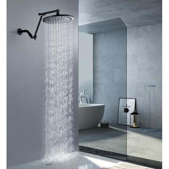 Brass Shower Arm Extender for Rain and Handheld Shower Head, 14 Inch Universal Shower Head Extension Arm, Adjustable Height & Angle, Oil-Rubbed Bronze