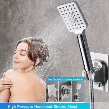 Shower Faucet Set, 8" High Pressure Rain Shower Head with Handheld Spray, System Shower, Dual Shower Head, Handheld Showerhead Combo, 3 Functions Handheld Shower Head with Holder/Hose