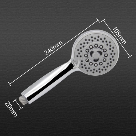 High Pressure Handheld Showerhead Combo Adjustable Curved Shower Extension Arm, 5-Settings, 78-inch Hose Adhesive Showerhead Holder, Chrome Finish